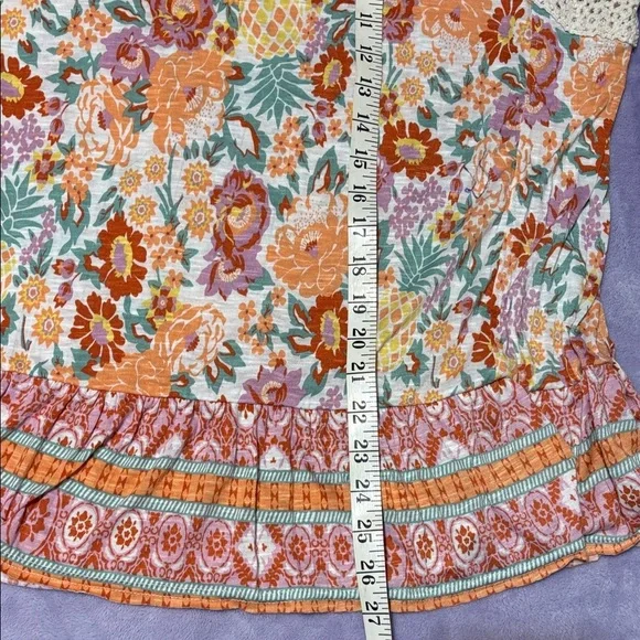 Cato Multicolor Floral Top with Crochet Neckline - Picture 7 of 9